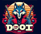 do retro t shirt wolf kitsune logo with express delivery