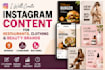create instagram content for restaurants and clothing with beauty brands