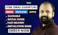 design clickable HTML email signature for outlook, gmail and apple in 2hours