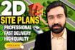 draw a professional 2d site plan and architectural illustration