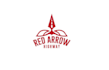 design unique red arrow highway logo