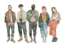 draw watercolor group portrait illustration