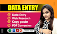 do data entry, typing work job, copy paste and web research