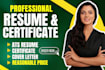 ats friendly resume and professional certificate design