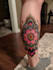 do stunning line art pet tattoo design with flowers