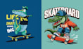 design retro vector skateboarder crocodile logo