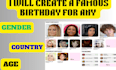 do standard famous birthday profile for you and your family