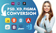 convert figma psd, xd to html, bootstrap 5, tailwind css