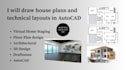draw house plans and technical layouts in autocad