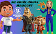 create 3d chibi character modelling mascort anime chibi vtuber kids animation