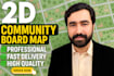render custom community board map in high quality illustrator vector
