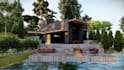 do landscape with backyard, pool, garden and render images