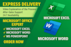 do your excel assignments and microsoft office projects