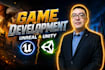 develop 2d or 3d game for you using unity or ue