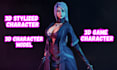 model 3d game character, stylized 3d character, animation in unity, blender