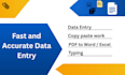 do urgent data entry and excel tasks in 1 day