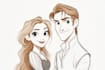draw cartoon disney couple portrait