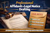 draft professional affidavits and legal notices as per  law