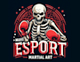 make retro skeleton boxing martial art logo