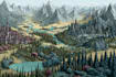 make a amazing fantasy map illustration
