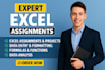 do excel assignments, data analysis and vba projects