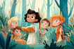 create cute children book illustrations with animals