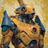 desing a unique mecha robot illustration