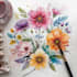 paint watercolor flowers, watercolor logo
