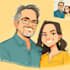 draw family couple cartoon portrait