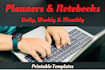 design notebook, journal, planners, diary cover and pages