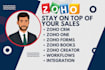 do zoho CRM, zoho one, zoho books, setup and customization