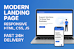 design a modern, responsive landing page using HTML, CSS, and javascript