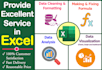 create custom excel sheets, write code, visualize data