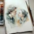 draw a watercolor couple portrait