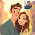 create cartoon disney couple portrait