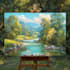 paint landscape in real oil painting on canvas