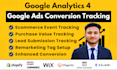 help with ga4 setup, ecommerce tracking, google ads conversion tracking via GTM