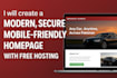 design a modern homepage with free hosting setup