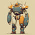 desing a unique mecha robot illustration