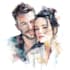 draw a watercolor couple portrait