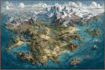 create a fantasy map illustratio