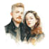 draw a watercolor couple portrait