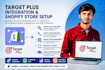handle target plus integration, shopify store setup, and account management