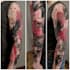 do premium trash polka design , sleeve tattoo