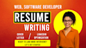 review and write web, software developer resume