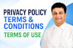 write your website terms and conditions, privacy policy, terms of service