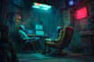 create scifi or cyberpunk character portrait art
