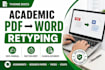 retype your academic PDF or handwritten document fast