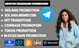 promote your telegram nft token launch crypto memecoin solana to investors