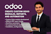 create custom odoo modules, reports, and automation